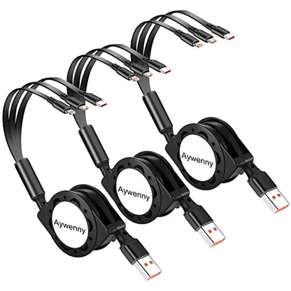 Multi Retractable Charging Cable, 3 in 1 USB Charging Cable 3 Pack