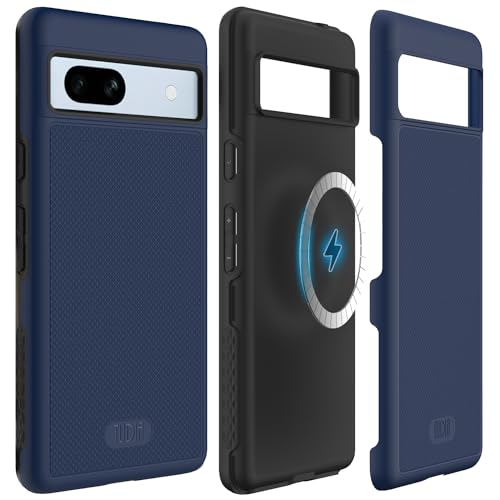 TUDIA MergeGrip [Magsafe Compatible] Google Pixel 7a Case 2023, [Military Grade Drop Tested] Raised Edge for Screen&Camera Protection Dual Layer Slim Heavy Duty 7A Phone Cases Cover - Indigo Blue - color: Indigo Blue, size: Magnetic Pixel 7a