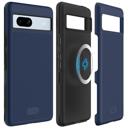 TUDIA MergeGrip [Magsafe Compatible] Google Pixel 7a Case 2023, [Military Grade Drop Tested] Raised Edge for Screen&Camera Protection Dual Layer Slim Heavy Duty 7A Phone Cases Cover - Indigo Blue - color: Indigo Blue, size: Magnetic Pixel 7a