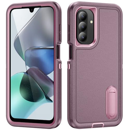 for Samsung Galaxy A26 5G Case with Kickstand Case 3-Layer Military Grade Protective Case Cover Silicone Heavy Duty Rugged Shockproof for Galaxy A26 5G Phone Case (Purple+Pink) - color: Purple+Pink