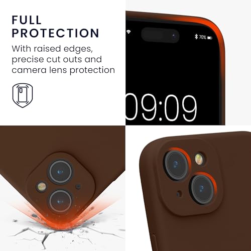 kwmobile Case Compatible with Apple iPhone 15 Case - Slim TPU Silicone Phone Cover - Soft Touch Finish - Chocolate - color: Chocolate, size: iPhone 15