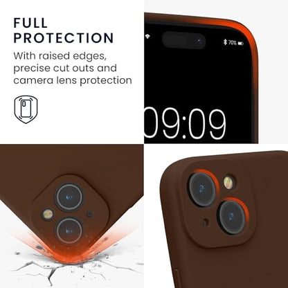 kwmobile Case Compatible with Apple iPhone 15 Case - Slim TPU Silicone Phone Cover - Soft Touch Finish - Chocolate - color: Chocolate, size: iPhone 15