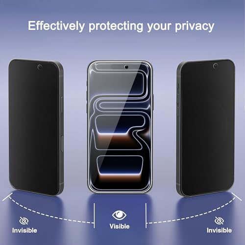 Ailun 3 Pack Privacy Screen Protector for iPhone 17 Pro, Tempered Glass - size: 17 Pro 6.3 inches