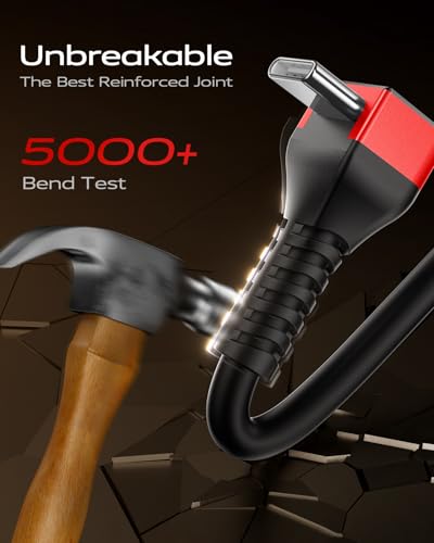 90 Degree USB C to C Cable for CarPaly/Android Auto, [3FT, 2-Pack] Coiled - color: Red, size: 3FT
