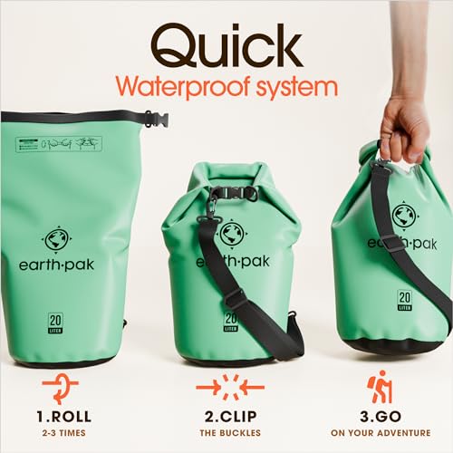 Earth Pak Waterproof Dry Bag - Roll Top Waterproof Backpack Sack Keeps Gear Dry for Kayak with Waterproof Phone Case - color: Seafoam Green, size: 10L