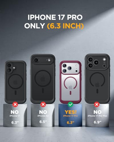 Miracase for iPhone 17 Pro Privacy Series Case, Magsafe, Cherry - color: Cherry, size: iPhone 17 Pro
