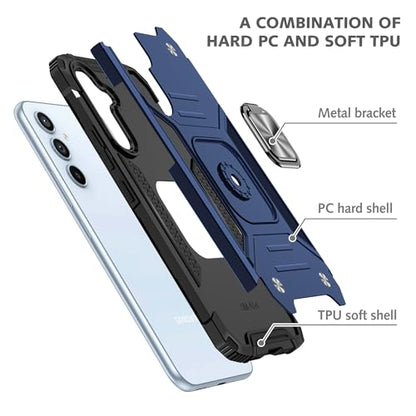 for Samsung S23 FE Case: S23 FE Case with Screen Protector: (Heavy Duty) Military Grade 360° Rotatable Kickstand Shockproof Protective Cases for Samsung Galaxy S23 FE (Blue) - color: Samsung S23 FE Case Blue