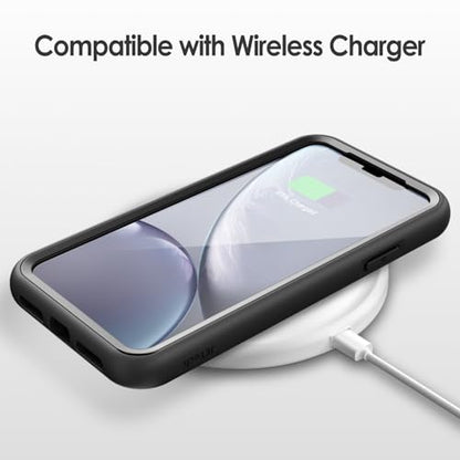 JETech Case for iPhone XR, 360° Protection, Black | Built-in Screen Protector Anti-Scratch, 360 Degree Full Body Rugged