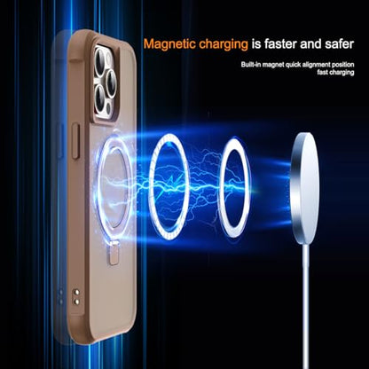 SKYLMW Compatible with iPhone 15 Pro Case with Stand,Desert Brown | iPhone 15 Pro Phone Case 6.1",Magnetic Ring Stand,Compatible with MagSafe,Military-Grade Protection,Great Grip Feeling - color: Desert Brown, size: Iphone 15 Pro