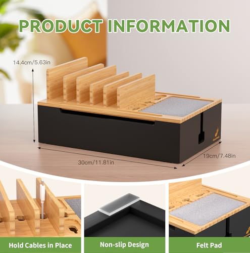 Pezin & Hulin Charging Station, Natural+Black (No USB Charger and Cables) - color: Natural+Black, size: Dock (No Charger&Cables)