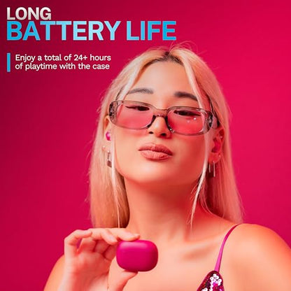JLab Go Pop ANC True Wireless Earbuds with Dual Connect, Fuchsia - color: Fuchsia