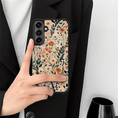 for Samsung Galaxy S26 Case,Soft Silicone Shockproof Bumper Camera Protection Phone Case-Dark Embroidery Flower - color: Dark Embroidery Flower, size: Samsung Galaxy S26