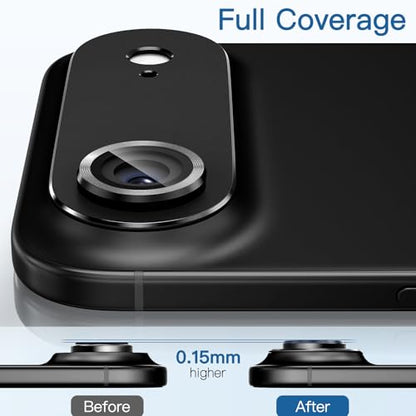 [2 Pack Camera Lens Protector for iPhone 17 Air,9H Tempered Glass,Aviation Aluminum Plate Cover,Night Circle,No Bubble,HD Clarity,Case Friendly,Easy Installation-Black - size: for iPhone 17 Air