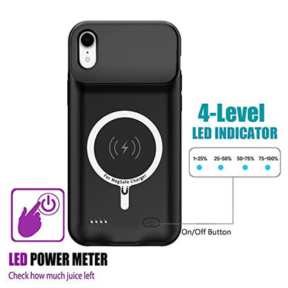 Battery Case for iPhone XR, Upgraded 10000mAh Rechargeable Portable Charging Case with Wireless Charging Compatible for iPhone XR (6.1 inch) with Carplay Extended Battery Pack Charger Case (Black) - size: iPhone XR -10000mAh