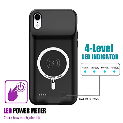 Battery Case for iPhone XR, Upgraded 10000mAh Rechargeable Portable Charging Case with Wireless Charging Compatible for iPhone XR (6.1 inch) with Carplay Extended Battery Pack Charger Case (Black) - size: iPhone XR -10000mAh
