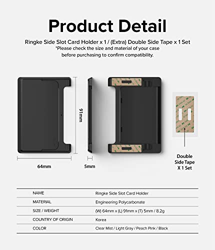 Ringke Side Slot Card Holder for Phone Case, Business Card Holder for Women, Men, ID Credit Card Holder Stick on, Phone Wallet Compatible with iPhone, Galaxy, and Pixel - Black - color: Black