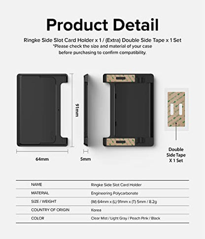 Ringke Side Slot Card Holder for Phone Case, Business Card Holder for Women, Men, ID Credit Card Holder Stick on, Phone Wallet Compatible with iPhone, Galaxy, and Pixel - Black - color: Black