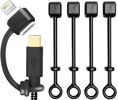 Cozy Charging Cable Keeper Adapter Tether Holder Compatible with Apple Pencil USB-C Micro USB, Keychain, Car, Travel, Black, 5-Pack - color: Black