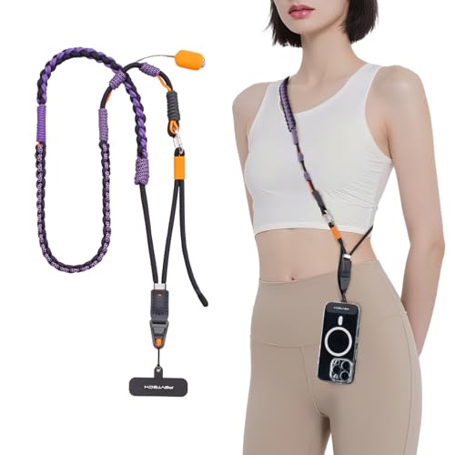 PGYTECH LinkGo Phone Strap, Quick Release Crossbody Lanyard & Lens Cloth - color: Gearup Braided-aurora Purple