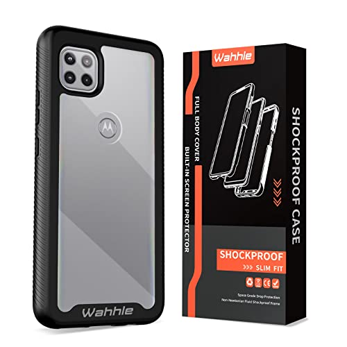 Compatible with Motorola One 5G Ace Phone Case, Built in Screen Protector Full Body Shockproof Slim Fit Bumper Protective Phone Cover for 1 5G Ace Men Women-Black/Clear - size: Motorola One 5G Ace