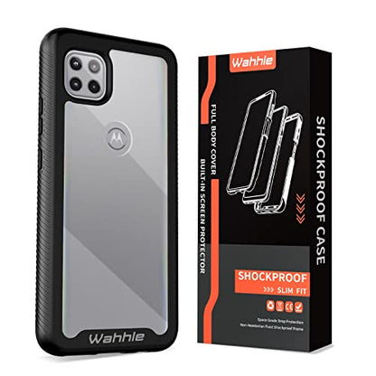 Compatible with Motorola One 5G Ace Phone Case, Built in Screen Protector Full Body Shockproof Slim Fit Bumper Protective Phone Cover for 1 5G Ace Men Women-Black/Clear - size: Motorola One 5G Ace