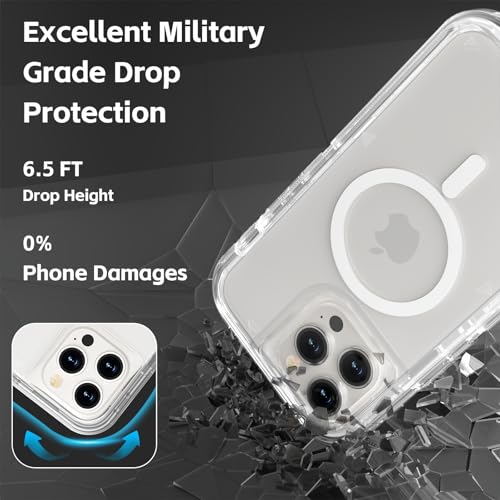 Follaroma Magnetic for iPhone 14 Pro Max Case, Heavy Duty Cases, Clear,6.7" | Compatible with MagSafe, Heavy Duty Shock proof Protection, Military-Grade Anti-Drop, Dual Layer Transparent Protective Cover - color: Clear, size: iPhone 14 Pro Max 6.7''