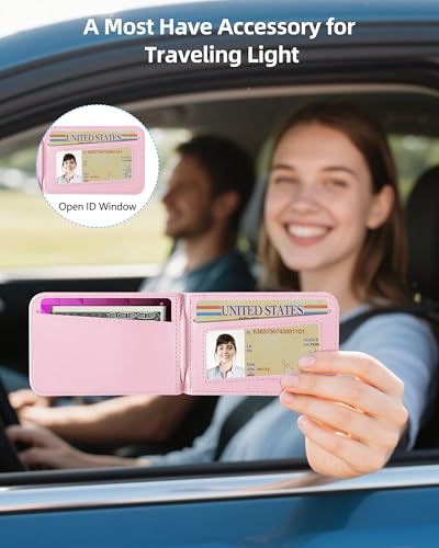 Phone Wallet Stick On with Stand, Adhesive Phone Card Holder, 8-Card Holder - color: Pink