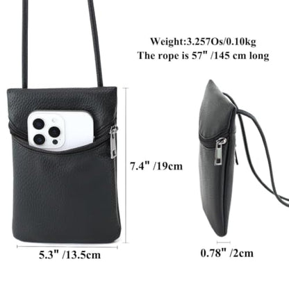 Small Crossbody Women Cell Phone Purse Wallet Bag With Shoulder Strap - color: Black-biglychee/Pvc