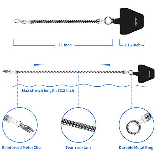 OUTXE Phone Lanyard Tether with 4 Patch- 2× Phone Tether, 4× Phone Patch with Adhesive, Compatible with Smartphone- Silver - color: #1- Silver