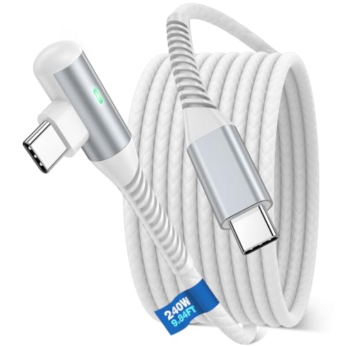 iMangoo USB C Cable 240W Fast Charging 10ft Long Braided-Durable Cord White