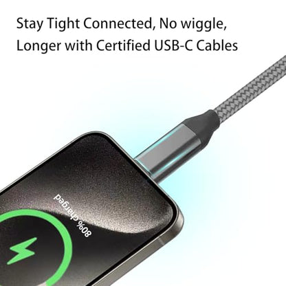 USB C Cable 26FT, Extra Long USB-A to USB-C Cable Braided Grey - color: Grey, size: 26FT