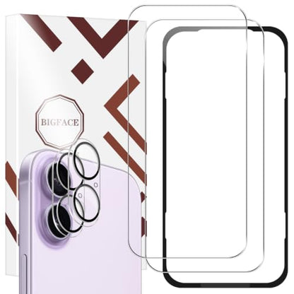 BIGFACE Compatible with iPhone 17 Screen Protector + Camera Lens Protectors, [2 + 2 Pack] Premium HD Clear Tempered Glasswith Easy Installation Tool Accuracy Film for iPhone 17(6.3 Inch) - size: iPhone 17(6.3")