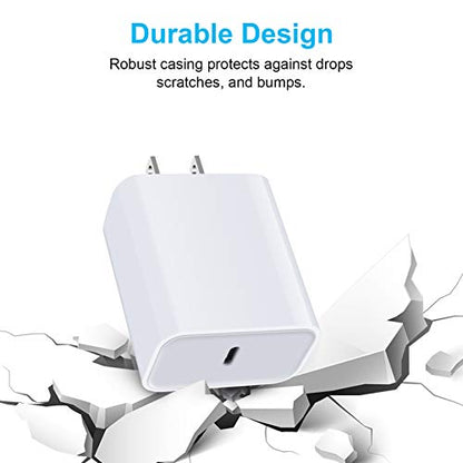 USB C Charger Brick, 20W PD Power Adapter Fast USB C Box Block Brick Plug - color: 2White