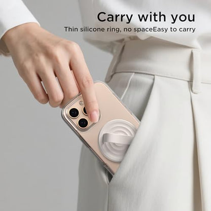 Magnetic Phone Grip for MagSafe, Silicone Ring Grip, Stone - color: Stone