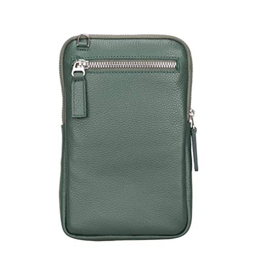 Ferrara Premium Leather Crossbody Phone Purse - Unisex Crossover Sling Shoulder Bag with Card Holder & Adjustable Strap - color: Green