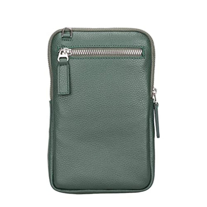 Ferrara Premium Leather Crossbody Phone Purse - Unisex Crossover Sling Shoulder Bag with Card Holder & Adjustable Strap - color: Green