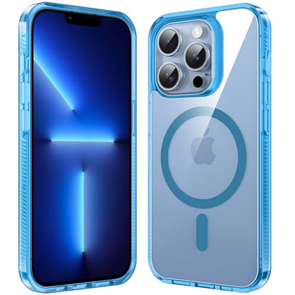 Supdeal Magnetic Clear Case for iPhone 13 Pro, [Compatible with MagSafe] [Non Slip Bumper & Not Yellowing] Military Grade Shockproof Transparent Silicone Phone Cover, 6.1", Blue - color: Blue, size: iPhone 13 Pro