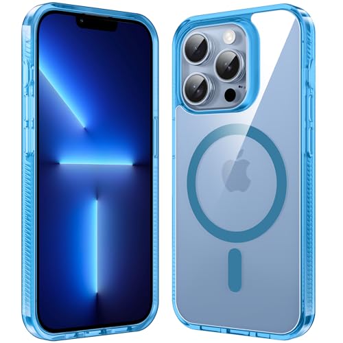 Supdeal Magnetic Clear Case for iPhone 13 Pro, [Compatible with MagSafe] [Non Slip Bumper & Not Yellowing] Military Grade Shockproof Transparent Silicone Phone Cover, 6.1", Blue - color: Blue, size: iPhone 13 Pro