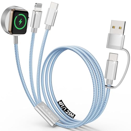 Travel Essentials,Multi Charging Cable for Apple Watch iPhone Charger Blue - color: Blue, size: 1Pack-4FT