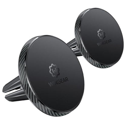 Magnetic Phone Holder for Car [2 Pack], Universal Air Vent Magnetic Phone Mount, Compatible with MagSafe Phones Using Adapter Ring or Plate, Includes 2 Metal Plates