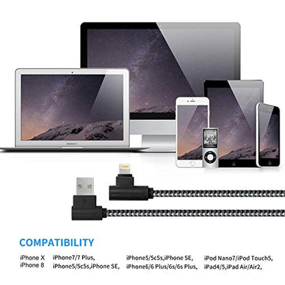 3Pack 10FT [The Most Durable Cable] 90 Degree Charging Cable for iPhone 14