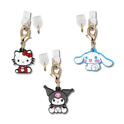 Sonix x Sanrio Dust Plugs - USB C + Lightning Compatible - Sanrio Silicone Character Charging Port Charms (3 Pack) - Hello Kitty, Cinnamoroll, Kuromi - color: Clear/Colorless