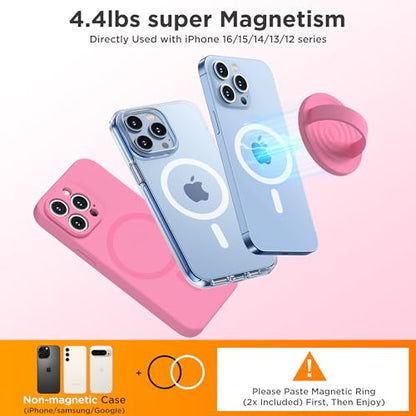 Upgraded Magnetic Phone Grip, Liquid Silicone Soft and Portable, Removable Finger Loop Ring Grip Holder for iPhone, Strong Magnetic Attraction, Compatible with MagSafe Phone Case, Tender Pink - color: Tender Pink