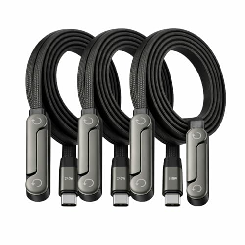240W USB C to USB C Fast Cable with Invisible Phone Stand, 90° Flat Cord - size: 3Pcs ( C to C )
