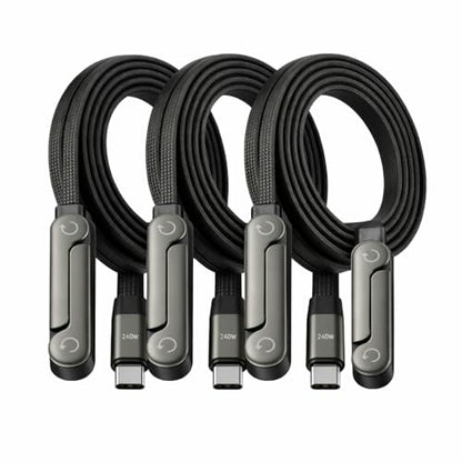 240W USB C to USB C Fast Cable with Invisible Phone Stand, 90° Flat Cord - size: 3Pcs ( C to C )