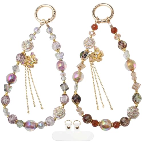 Beaded Phone Wrist Strap, Crystal Key chain Wristlet, Cute Purse Bag Charms - style: Style5