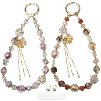 Beaded Phone Wrist Strap, Crystal Key chain Wristlet, Cute Purse Bag Charms - style: Style5