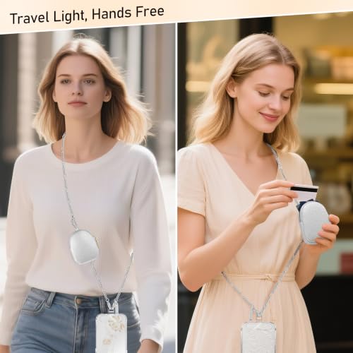 Phone Strap With Wallet,Adjustable Phone Lanyard CrossbodySilver - color: Silver