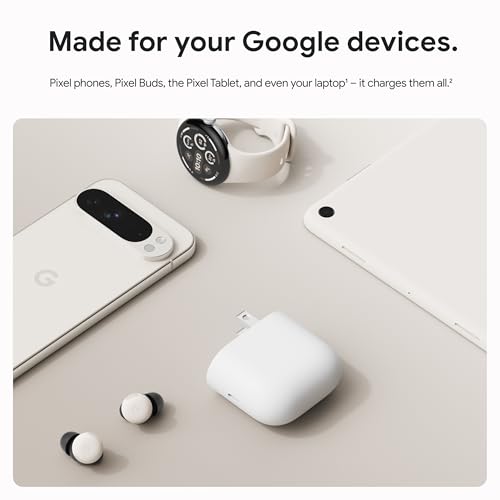 Google 45W USB-C Power Charger - Fast-Charging Pixel Phone Charger - Compatible with Google Products and Other USB-C® Devices - Snow - size: 45W