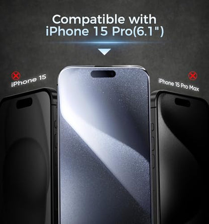 MAGIC JOHN 3rd Gen Upgraded for iPhone 15 Pro Screen Protector Easy Install - size: iPhone 15 Pro-6.1''